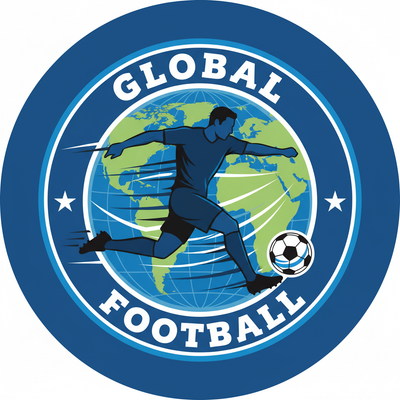 i want a football logo that has full body size without have a square shape, i want it circle and add global football
